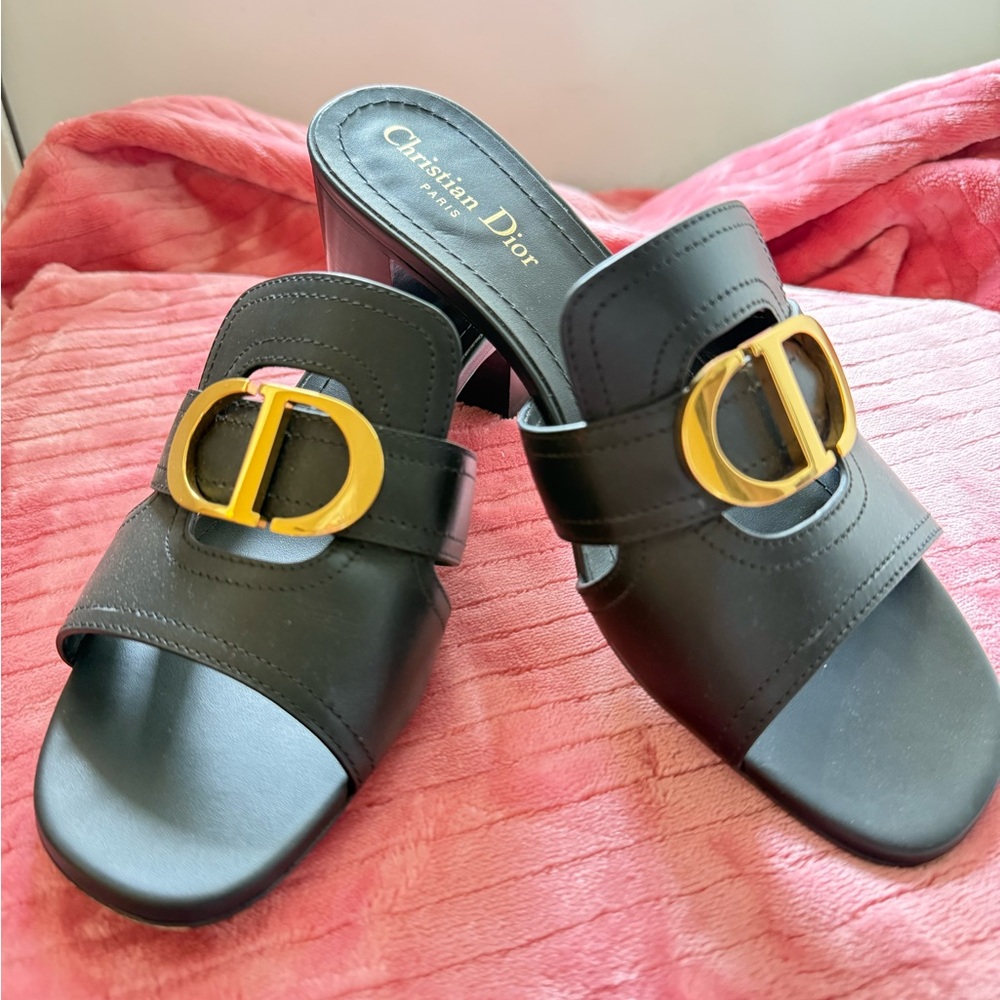 Dior Black Sandals with Gold Accents - Picture 6 of 15